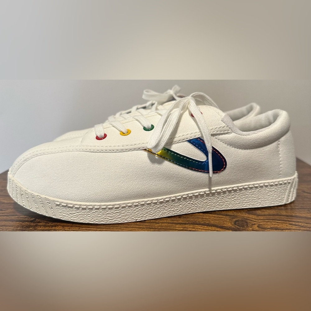 Tretorn Big Girls Lil Nylite White/Rainbow Sneakers NWT Size 6
